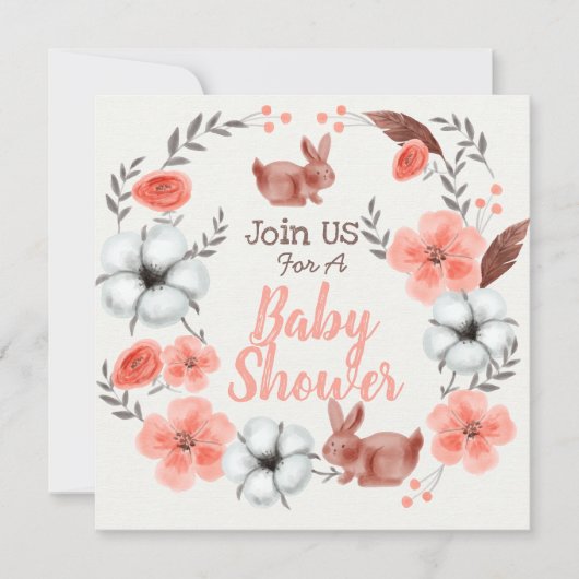 Bunny Baby shower Uitnodiging (Voorkant)