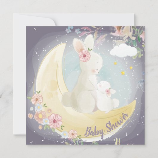 Bunny Baby shower Uitnodiging (Voorkant)