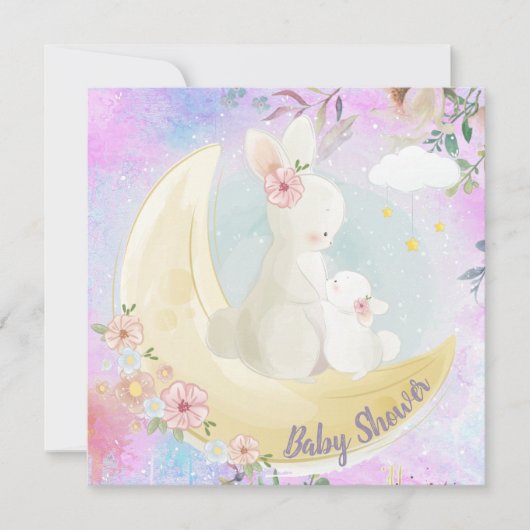 Bunny Baby shower Uitnodiging (Voorkant)