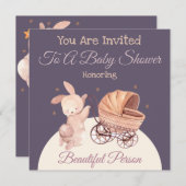 Bunny Baby shower Uitnodiging (Voorkant / Achterkant)