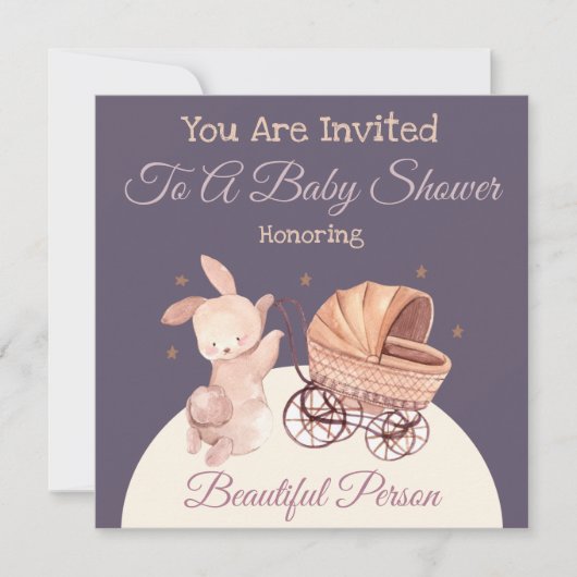 Bunny Baby shower Uitnodiging (Voorkant)