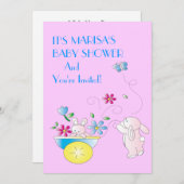 Bunny Baby shower Uitnodiging (Voorkant / Achterkant)