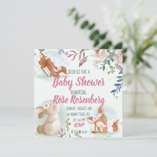 Bunny Baby shower Uitnodiging (Staand voorkant)