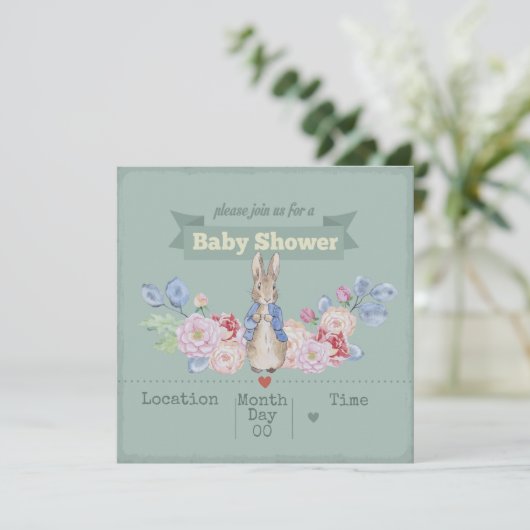 Bunny Baby shower Uitnodiging (Staand voorkant)