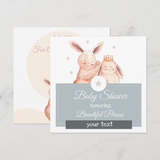 Bunny Baby shower Uitnodiging (Voorkant / Achterkant)