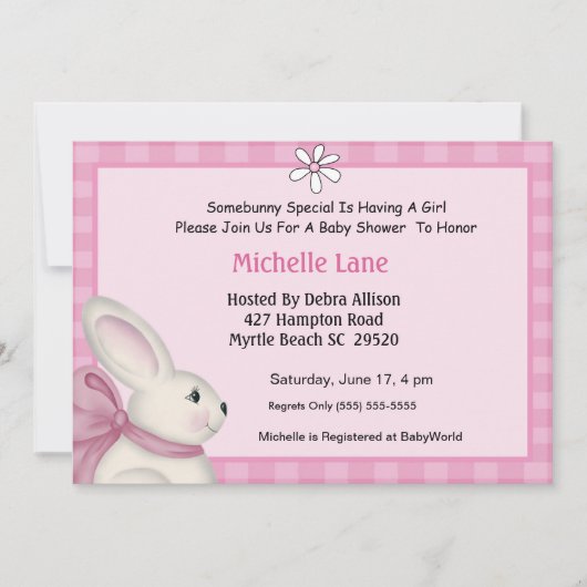 Bunny Baby shower Uitnodiging (Voorkant)