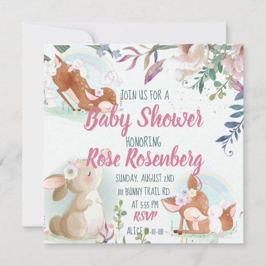 Bunny Baby shower Uitnodiging (Voorkant)