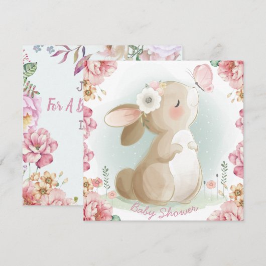 Bunny Baby shower Uitnodiging (Voorkant / Achterkant)