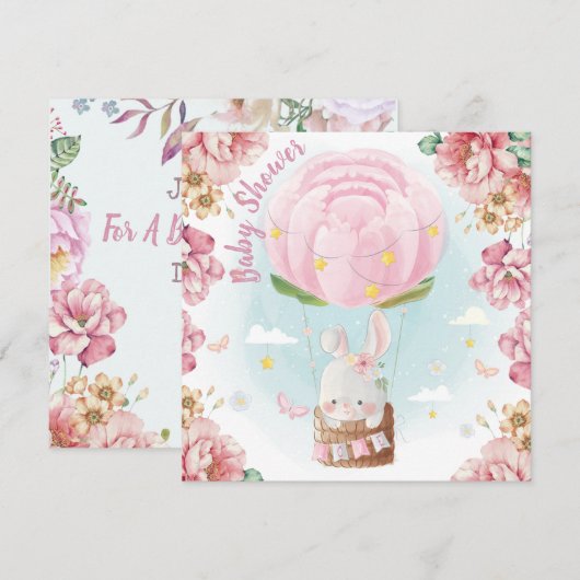 Bunny Baby shower Uitnodiging (Voorkant / Achterkant)