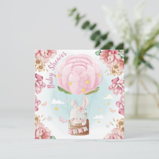 Bunny Baby shower Uitnodiging (Staand voorkant)