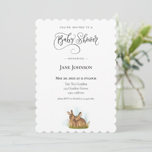 Bunny Baby shower Uitnodiging (Staand voorkant)