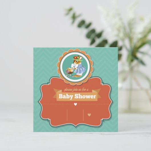Bunny Baby shower Uitnodiging (Staand voorkant)