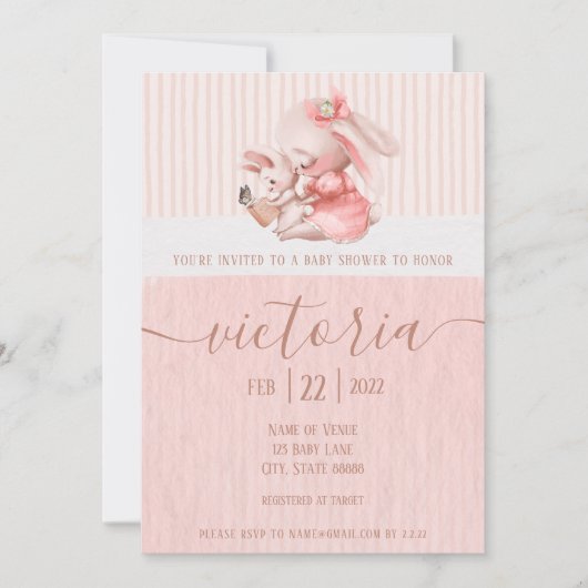 Bunny Baby shower Uitnodiging (Voorkant)