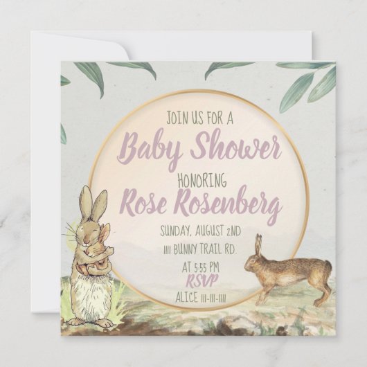 Bunny Baby shower Uitnodiging (Voorkant)