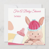 Bunny Baby shower Uitnodiging (Achterkant)