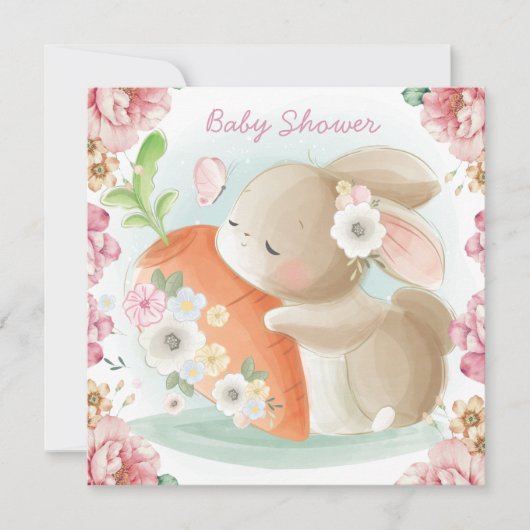 Bunny Baby shower Uitnodiging (Voorkant)