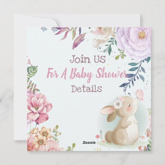 Bunny Baby shower Uitnodiging (Achterkant)
