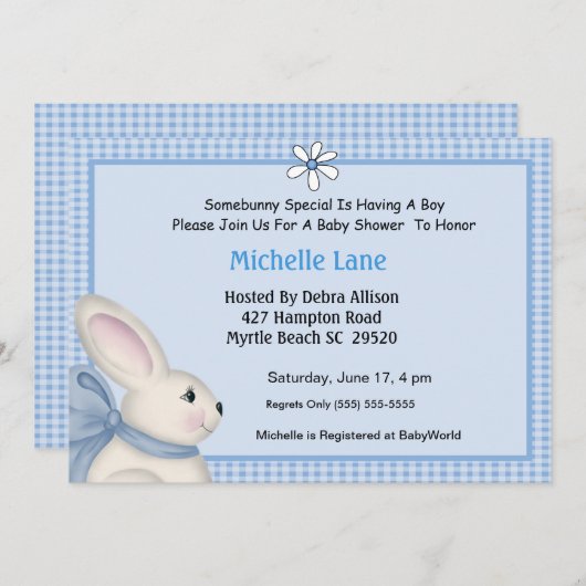 Bunny Baby shower Uitnodiging (Voorkant / Achterkant)