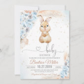 Bunny Baby shower Uitnodiging Jongen Boho pampas g (Voorkant)