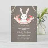 Bunny Baby shower uitnodiging Rabbit Spring Floral (Staand voorkant)