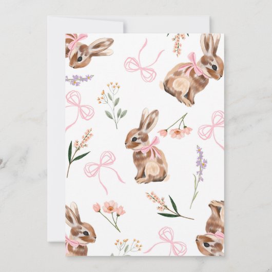 Bunny baby shower uitnodiging roze boog meisje blo (Achterkant)