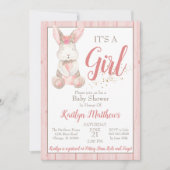 Bunny Baby shower Uitnodiging voor Meisje Baby (Voorkant)