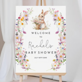 Bunny Baby shower Welkom Teken Konijn Wildflower