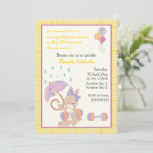 Bunny baby sprenkel gele plaid rand kaart (Staand voorkant)