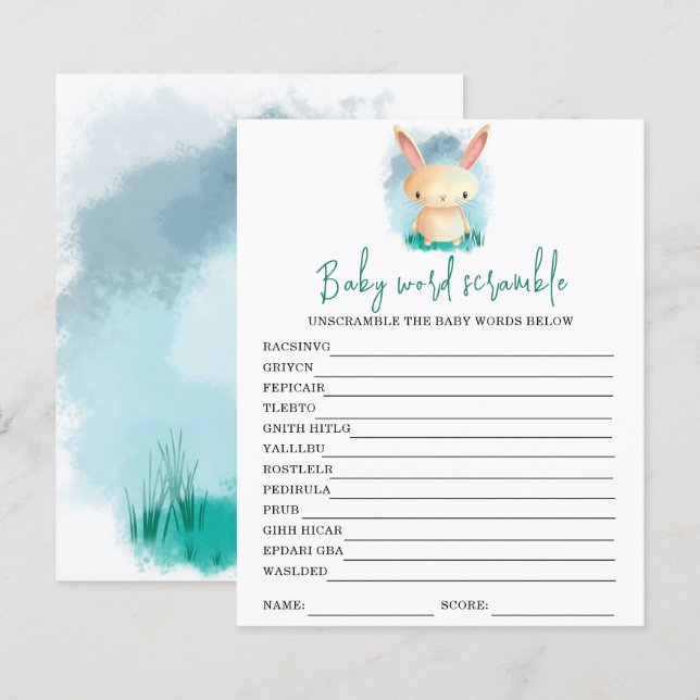 Bunny Baby Word Scramble | BABY SHOWER (Voorkant / Achterkant)