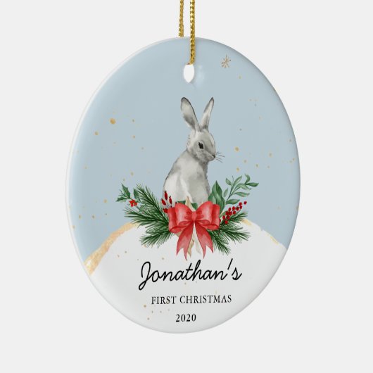 Bunny Baby's eerste kerstOrnament Keramisch Ornament (Rechts)