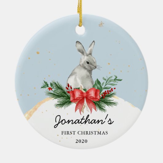 Bunny Baby's eerste kerstOrnament Keramisch Ornament (Achterkant)