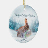 Bunny Baby's eerste kerstOrnament Keramisch Ornament (Rechts)