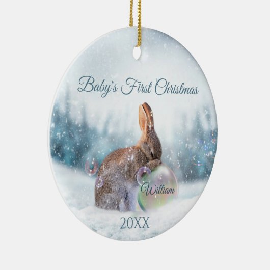 Bunny Baby's eerste kerstOrnament Keramisch Ornament (Rechts)