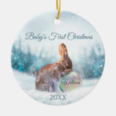 Bunny Baby's eerste kerstOrnament Keramisch Ornament (Voorkant)