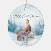 Bunny Baby's eerste kerstOrnament Keramisch Ornament (Links)