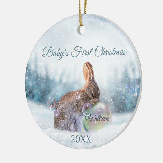 Bunny Baby's eerste kerstOrnament Keramisch Ornament (Links)