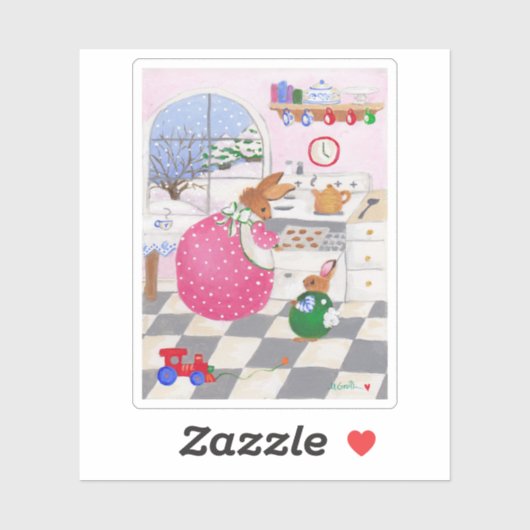 Bunny Baking Cookies Sticker (Vel)