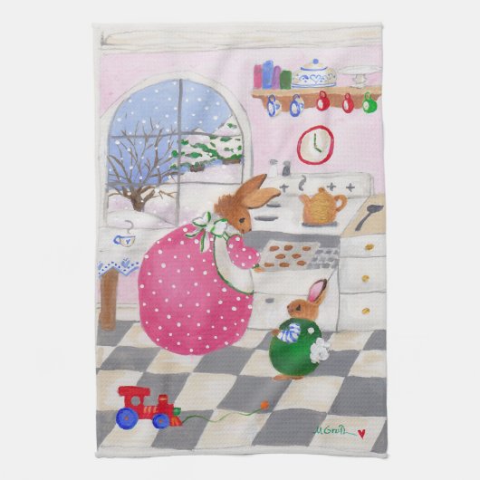 Bunny bakken koekjes theehanddoek theedoek (Verticaal)