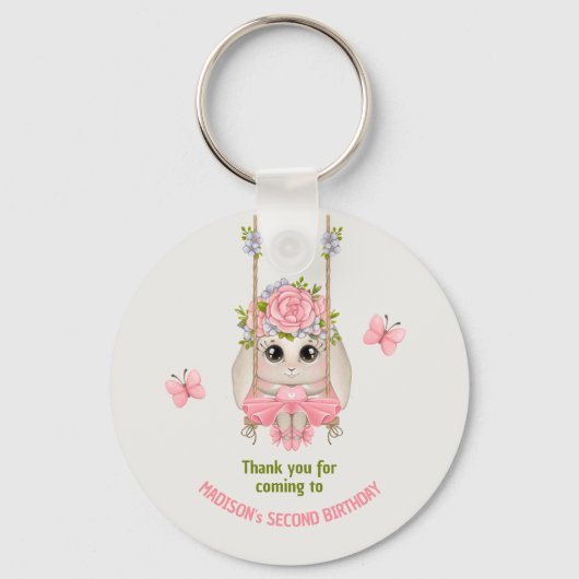 Bunny ballerina floral girl sleutelhanger (Voorkant)