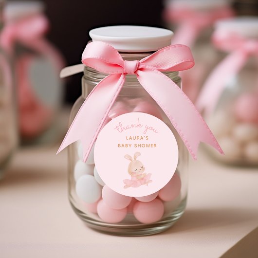 Bunny Ballerina Tutu Baby shower Bedankt Ronde Sticker