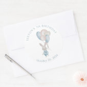 Bunny Ballons Verjaardag Classic Ronde Sticker (Envelop)