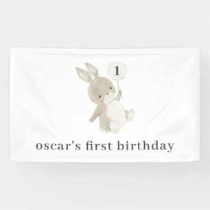 Bunny Balloon 1st Birthday Spandoek