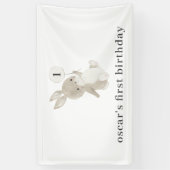 Bunny Balloon 1st Birthday Spandoek (Verticaal)
