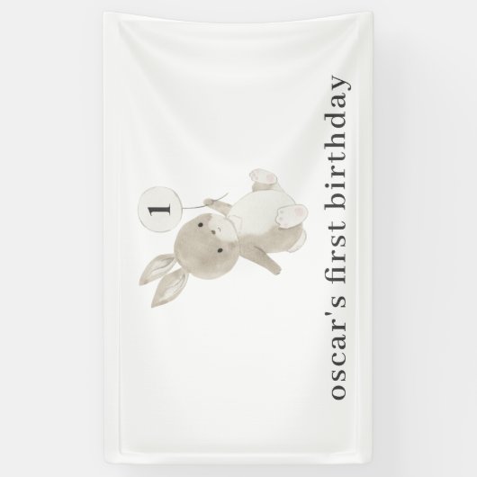 Bunny Balloon 1st Birthday Spandoek (Verticaal)