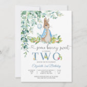 Bunny Balloon 2e verjaardagsuitnodiging Kaart (Voorkant)