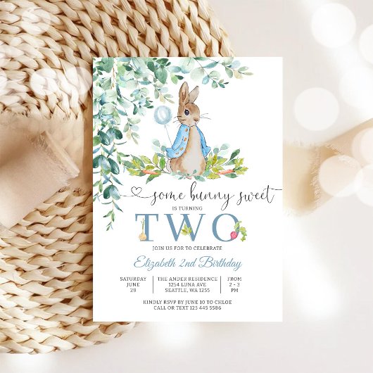 Bunny Balloon 2e verjaardagsuitnodiging Kaart