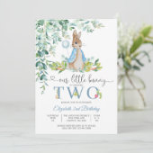 Bunny Balloon 2nd Birthday Invitation Kaart (Staand voorkant)