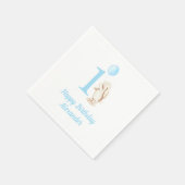 Bunny & Balloon Blauw 1e Verjaardag Servet (Hoek)