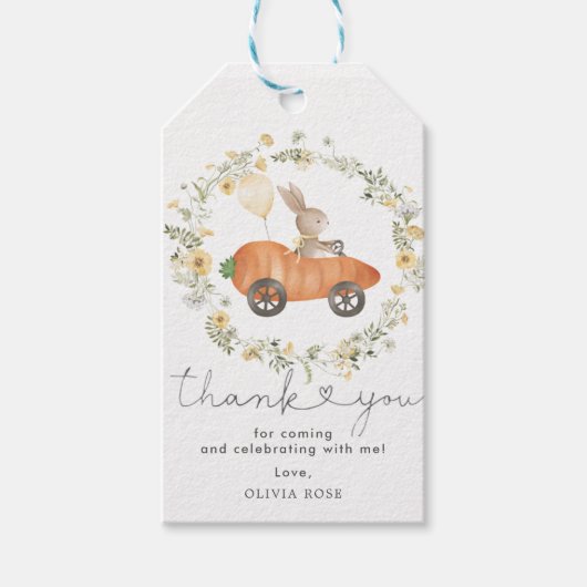 Bunny Balloon Carrot Car Wildflower Wreath Favors Cadeaulabel (Voorkant)