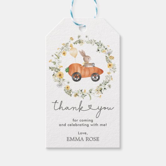 Bunny Balloon Carrot Car Wildflower Wreator Favors Cadeaulabel (Voorkant)